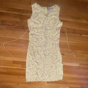 American Vintage Yellow and Pink Ditsy Floral Rayon Dress